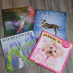 2026 Beautiful Pink Puppies Hummingbirds Wildflowers Pictures Calender Lot